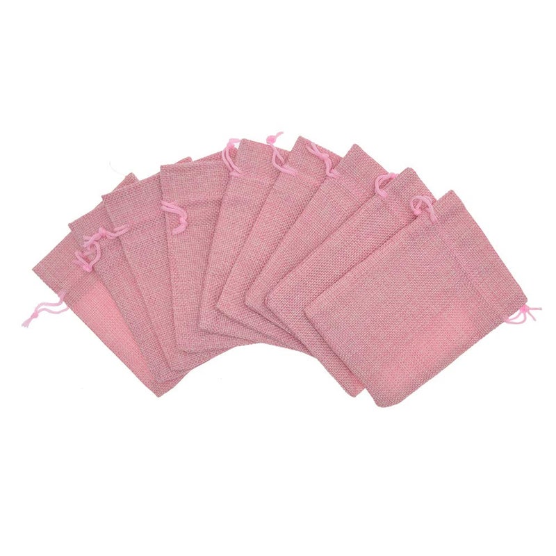 Bezall 50Pcs Pink Burlap Bags with Drawstring, 2.7x3.5 Inch Small Linen Gift Bags Jewelry Candy Pouch Sacks for Christmas, Wedding Favor, Party, DIY Crafts - Image 2
